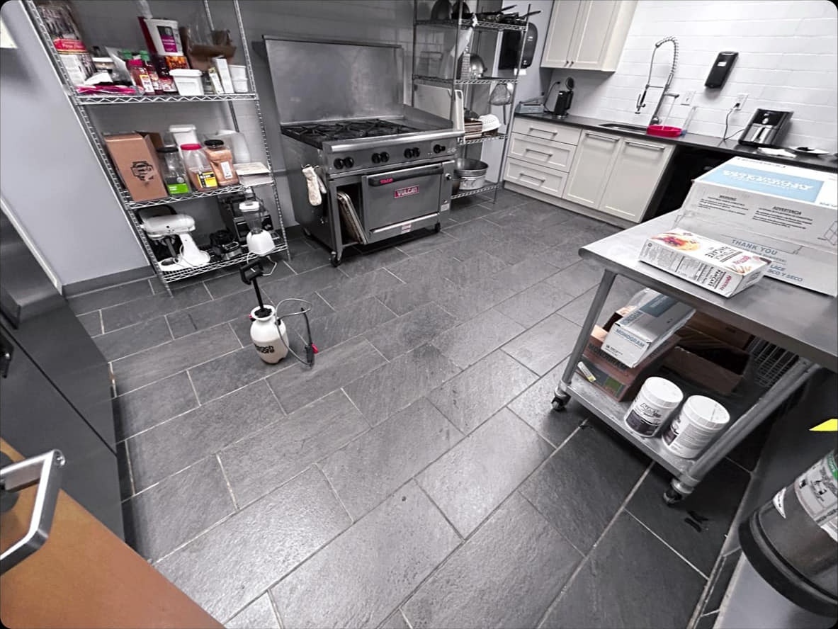 Kitchen floor before cleaning